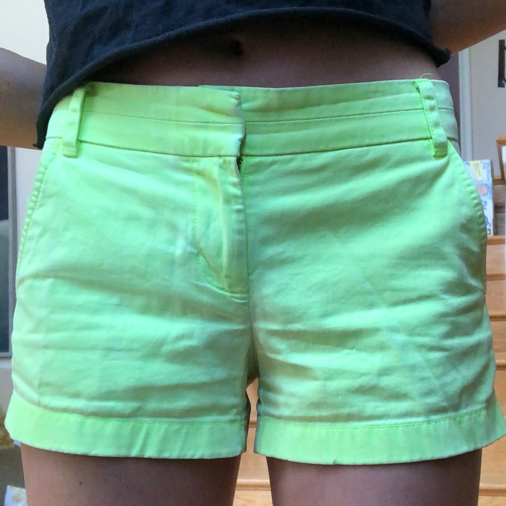 Neon green chino shorts